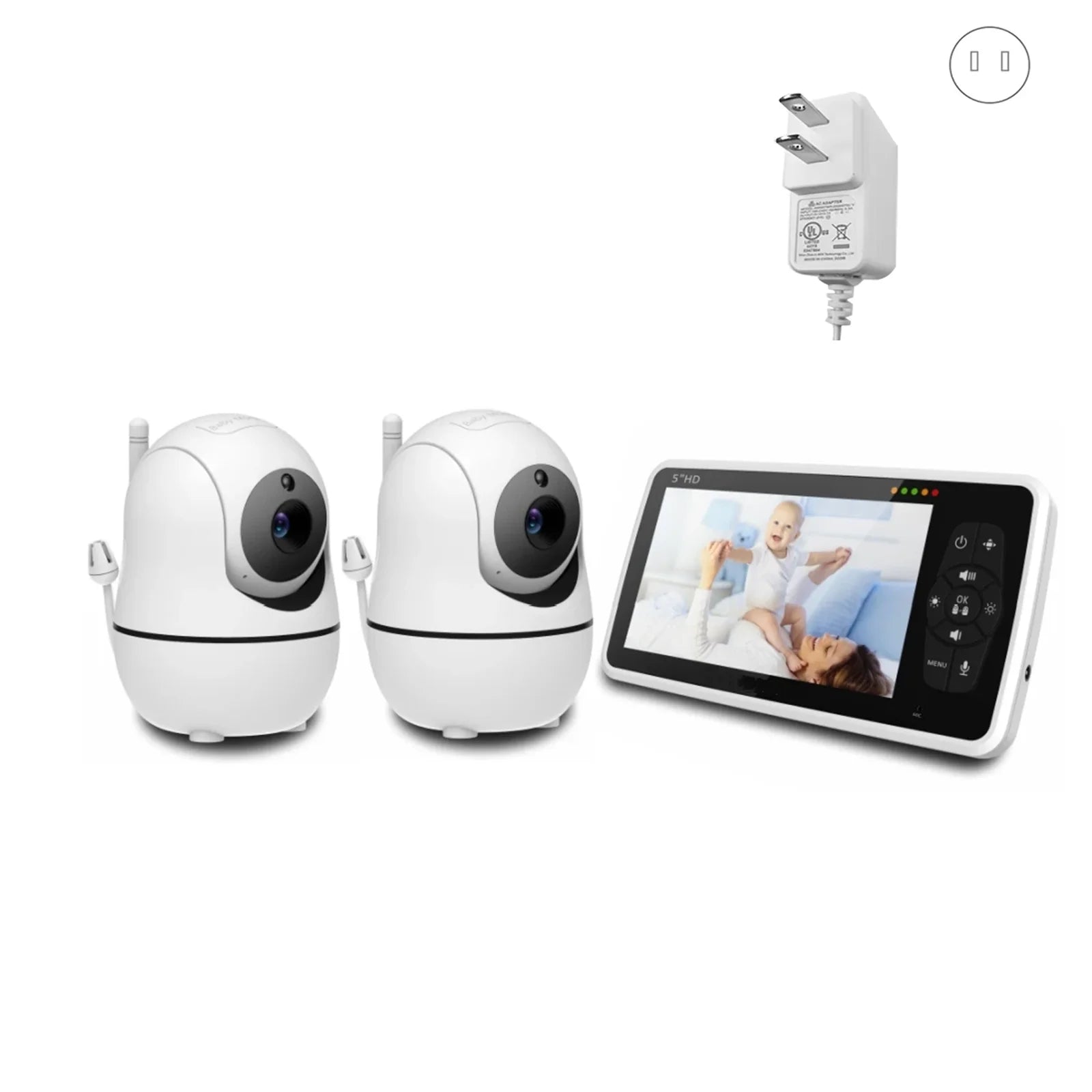 Babystar 5 inch Video Baby Monitor with Two Camera and Audio, Night Vision, 4X Zoom, 1000ft Range 2-Way Audio Temperature Sensor