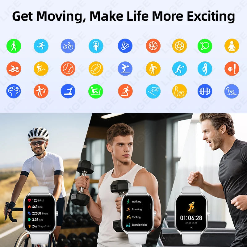 LIGE Ultra Thin New Smart Watch 2026 Men AMOLED HD Screen Always Show Time Heart Rate Bluetooth Call Sport Waterproof Smartwatch