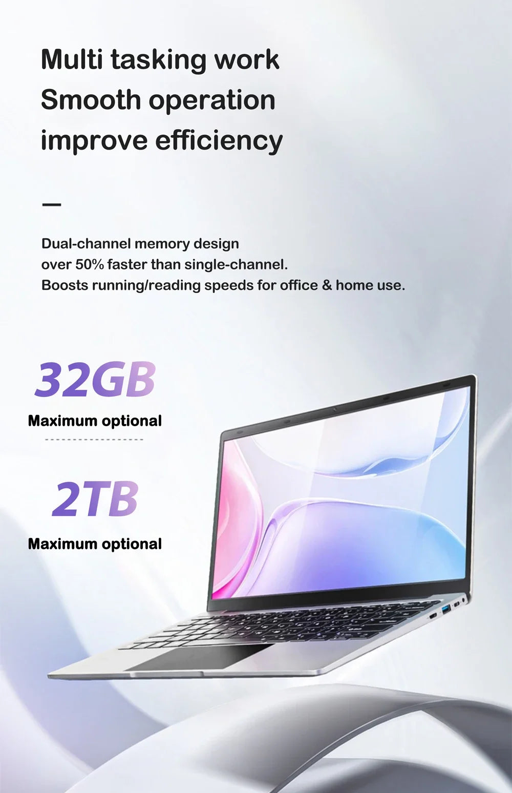 Intel I7-8650U 14.1 Inch Slim Laptop 120Hz FHD IPS Display 32GB RAM 2TB SSD Backlit Portable Notebook