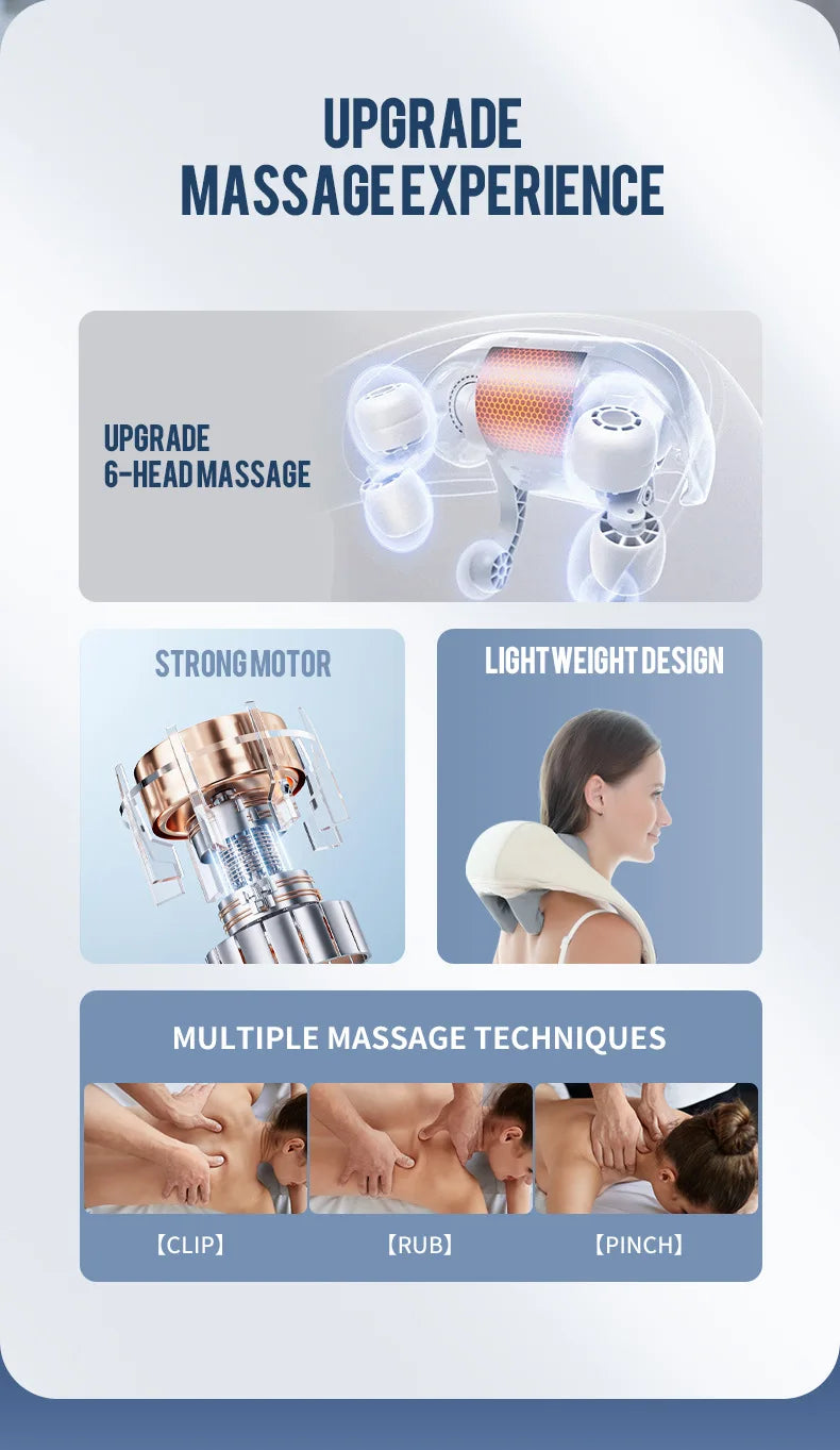 Electric Neck and Shoulder Massager - Rechargeable Deep Tissue Shawl Back Massage Instrument Tidesmit