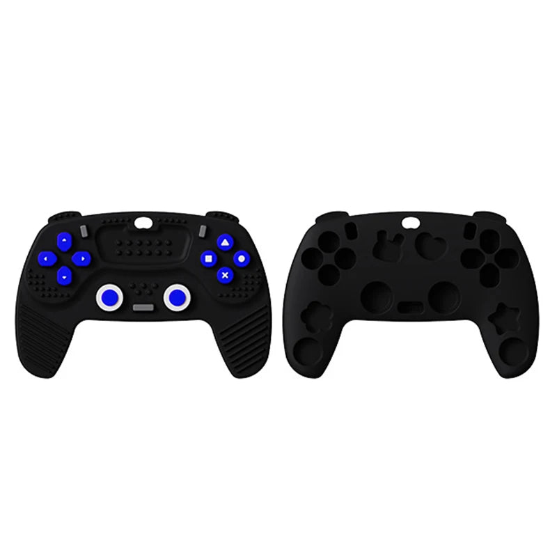Black silicone baby teething toy shaped like a video game controller to soothe teething pain.