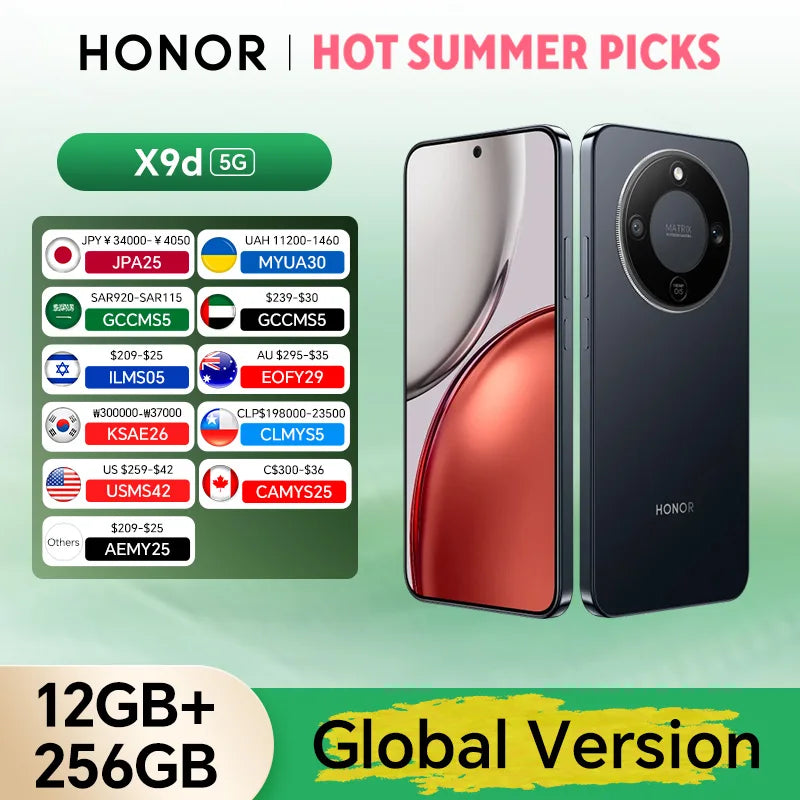 Global Version HONOR X9d 12GB+256GB/512GB 6.79'' 120Hz Screen Snapdragon 6 Gen 4 108MP AI Camera 8300 mAh 66W Super Charging