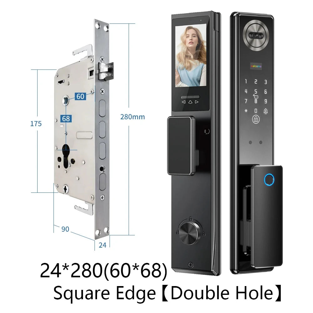 SANKESONG 3D Face Recognition Smart Door Lock,Palm Vein Recognition Video Smart Lock with Camera,Build-in WiFi,APP Control
