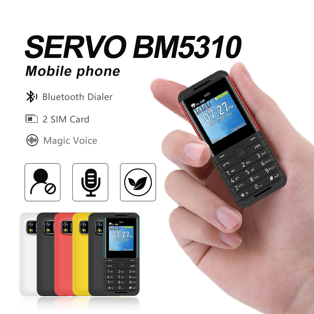 SERVO BM5310 Small Cell Phone 3 SIM Card 1.3" Screen Mini Mobile Phones Auto Call recorder Bluetooth dial Speed dial Cellphones