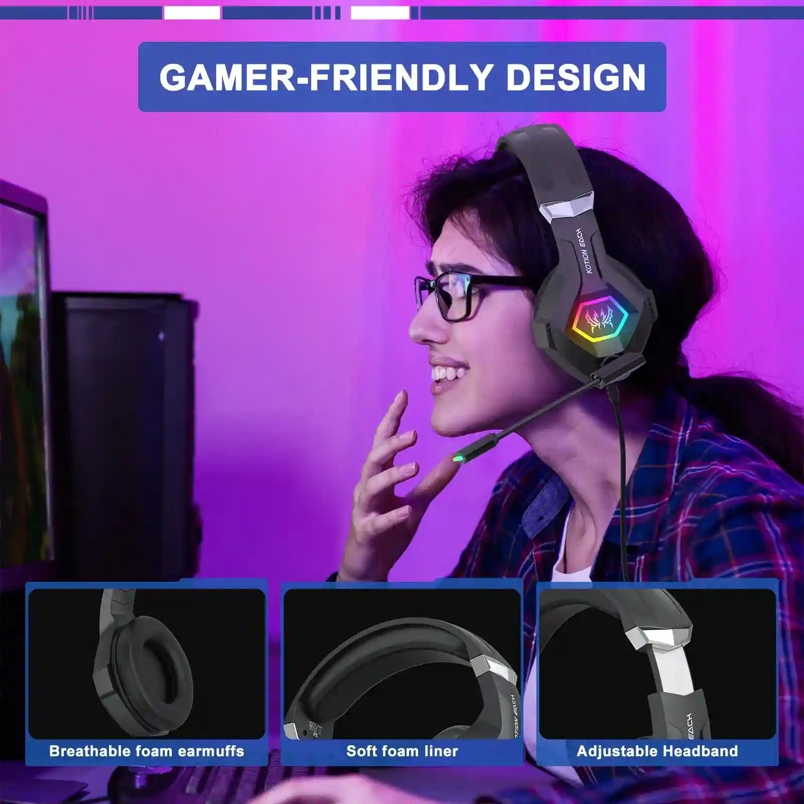 Wired Gaming Headset with 7.1 Surround Sound and Noise Canceling Mic Tidesmit