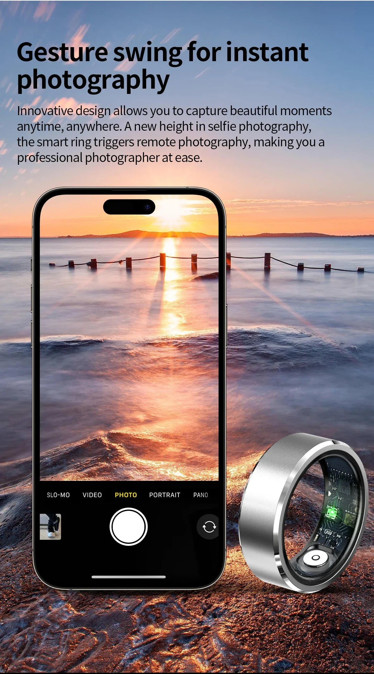 Smart Health Ring Fitness Tracker with Heart Rate & Oxygen Monitor Tidesmit