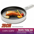 Electric frying pan with white handle, black nonstick interior, 28 cm size
