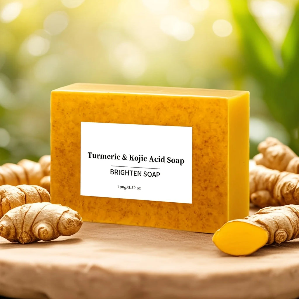 2pcs/100g Turmeric Kojic Acid Scrub Soap, Ginger Handmade Cold Soap, Bath and Face Soap