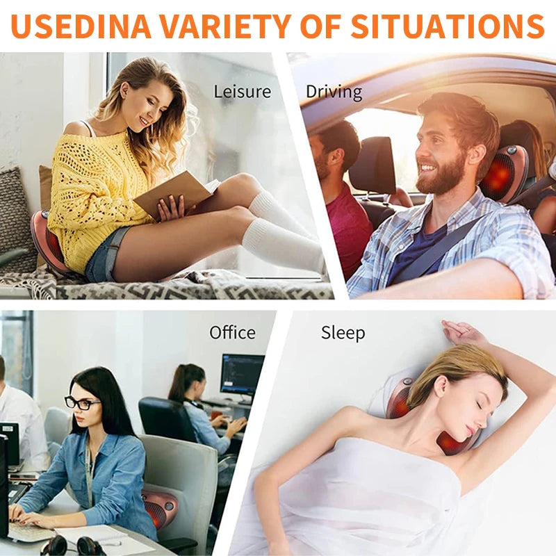 Electric Cervical Neck Massager with Heat Therapy & Spine Support Massage Cushion Tidesmit