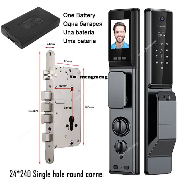 Tuya APP Facial Fingerprint Password With Camera Smart Door Lock Remote Voice Intercom Electronic Door Lock Fully Automatic
