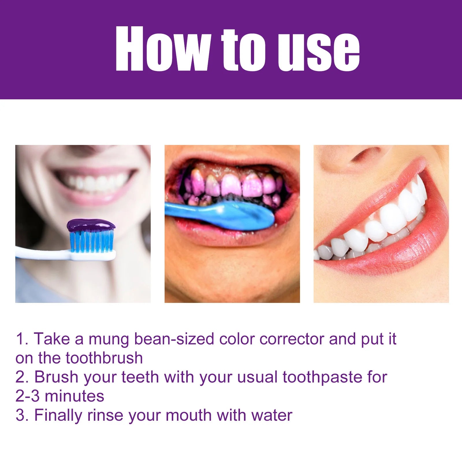 Tidesmit purple color correcting toothpaste for teeth whitening and stain removal for brighter, healthier teeth.