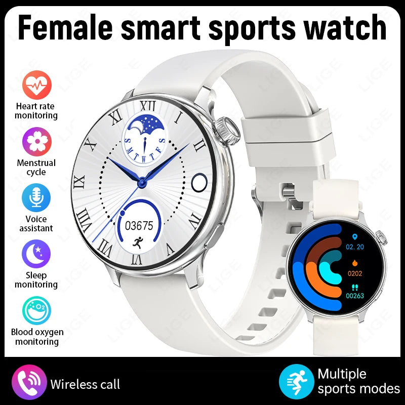 LIGE Sports Smart Watch for Women Wireless Call Heart Rate Sleep Monitor Multiple Sports Modes for Running Yoga Fitness Ladie