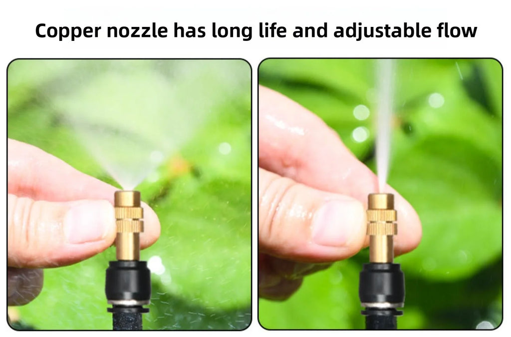 8mm PE Pipe Universal Automatic Irrigation Sprinkler Kit Rotating Copper Nozzle Watering Irrigation Patio Misting Cooling System