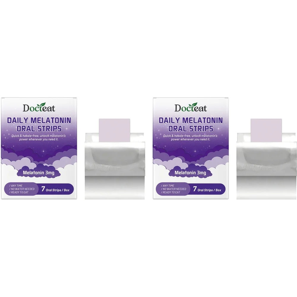 Docteat Daily Melatonin Oral Strips with Vitamin B6 No Water Needed Ready To Eat Dissolving Faster Sleep Onset 7 Oral Strips
