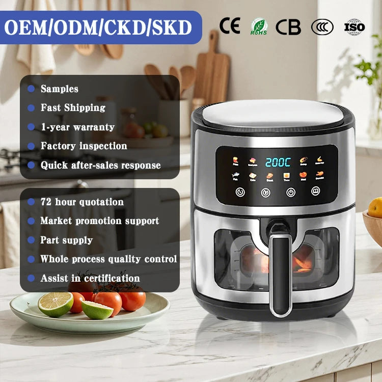 10L Smart Visual Air Fryer Electric Digital Deep Air Fryer Commercial Household Smart 10L Without Oil Air Fryer Oven