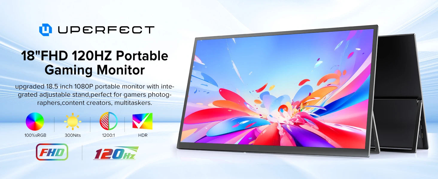 UPERFECT USteam E6 Pro 18.5" Touchscreen Portable Monitor 1080P 120Hz Smart Gaming Display For Steam Deck Laptop Computer PS6 PC