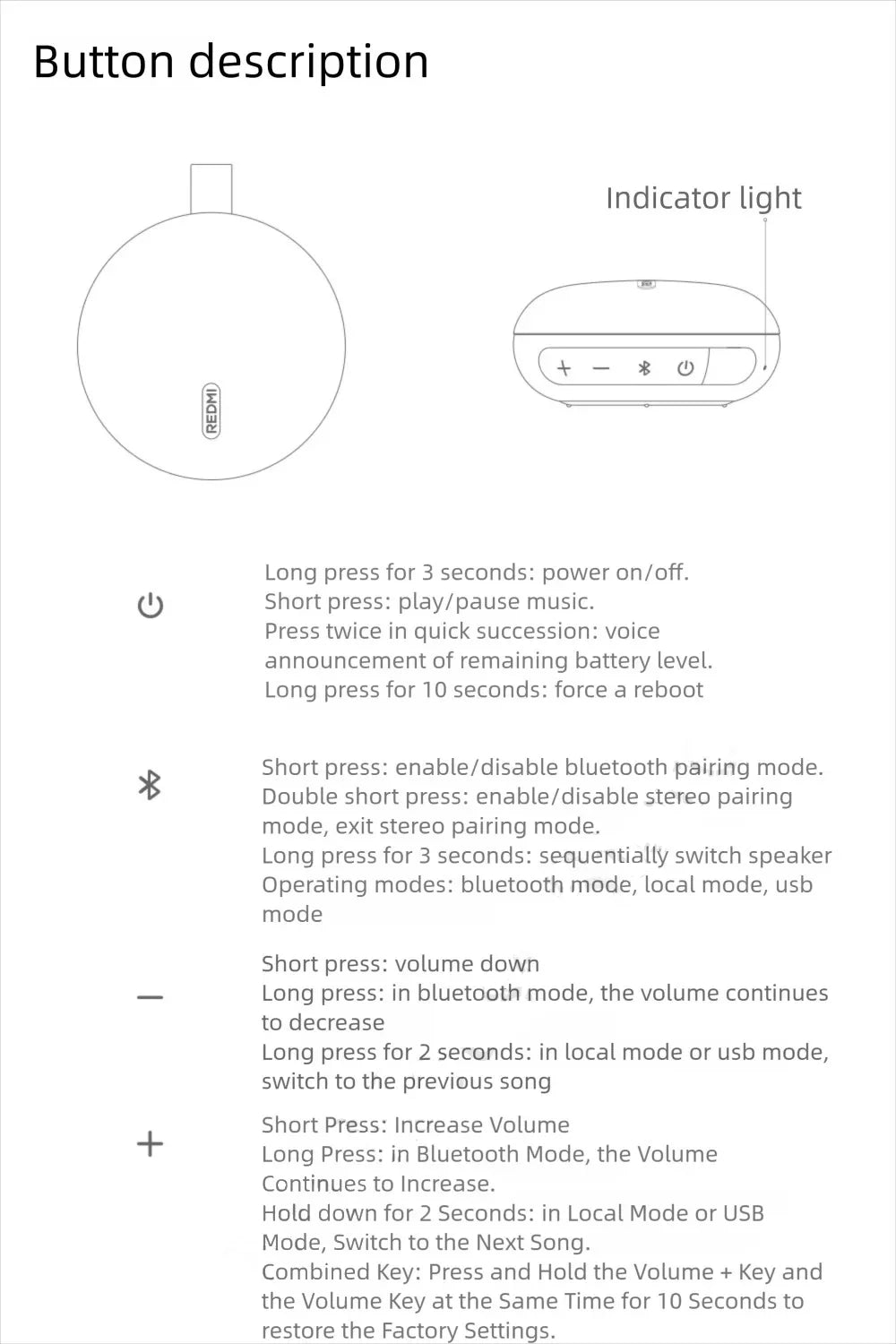 REDMI Bluetooth Speaker 2 Compact size, powerful sound, lightweight and portable for outdoor use CN.