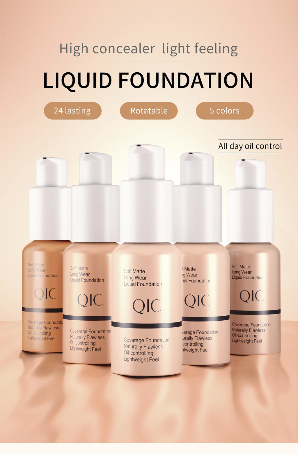 Tidesmit liquid foundation texture close-up showing matte oil-control and waterproof long lasting face makeup