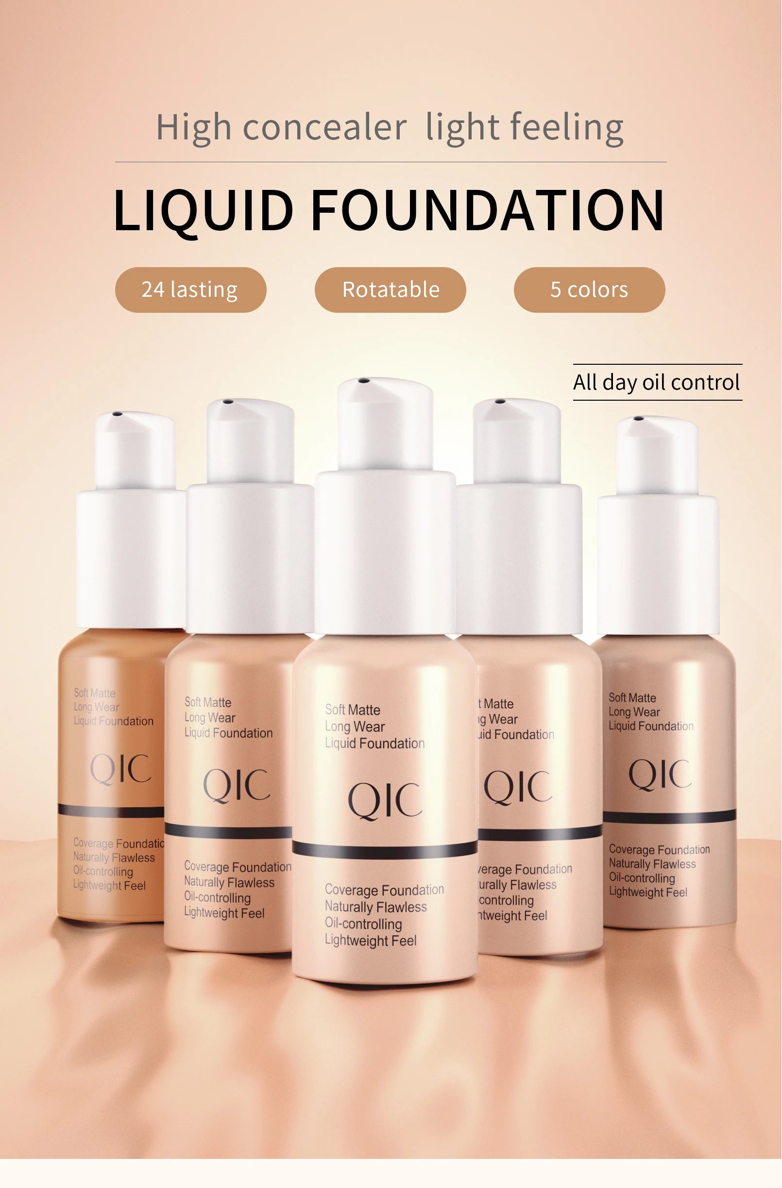 Tidesmit liquid foundation texture close-up showing matte oil-control and waterproof long lasting face makeup
