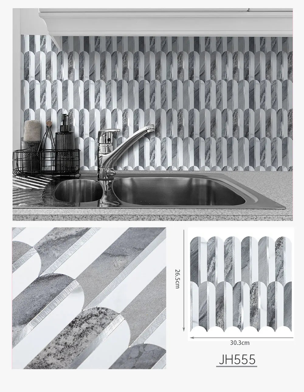 Peel and Stick Backsplash Feather Tile, Self Adhesive PVC Mix Metal Stick on Backsplash Wall Tile for Kitchen,Bathroom