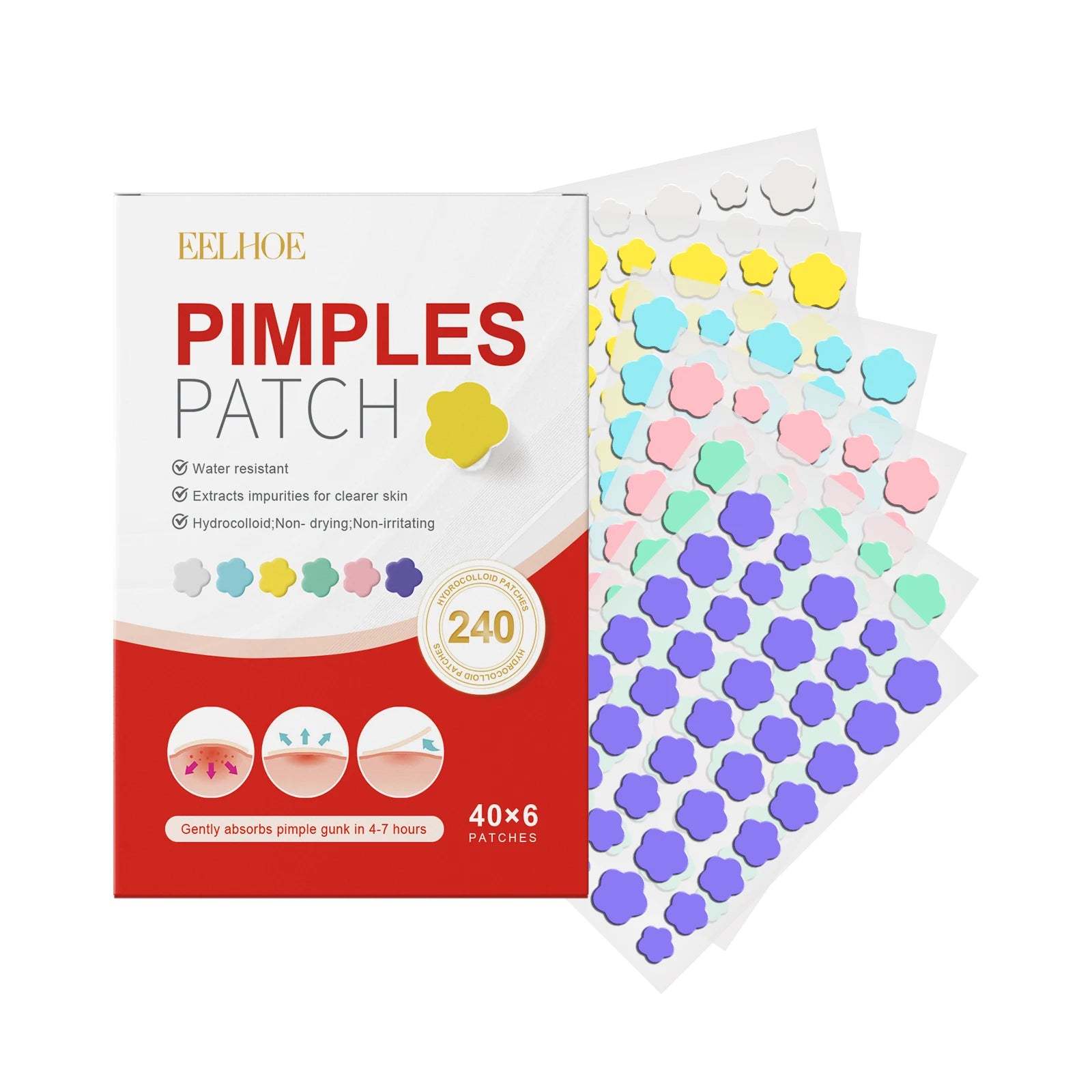 Salicylic Acid Acne Patches 240 Pcs – Shape Assorted Skin Care Scrubs Treatments Flower 240Pcs Tidesmit