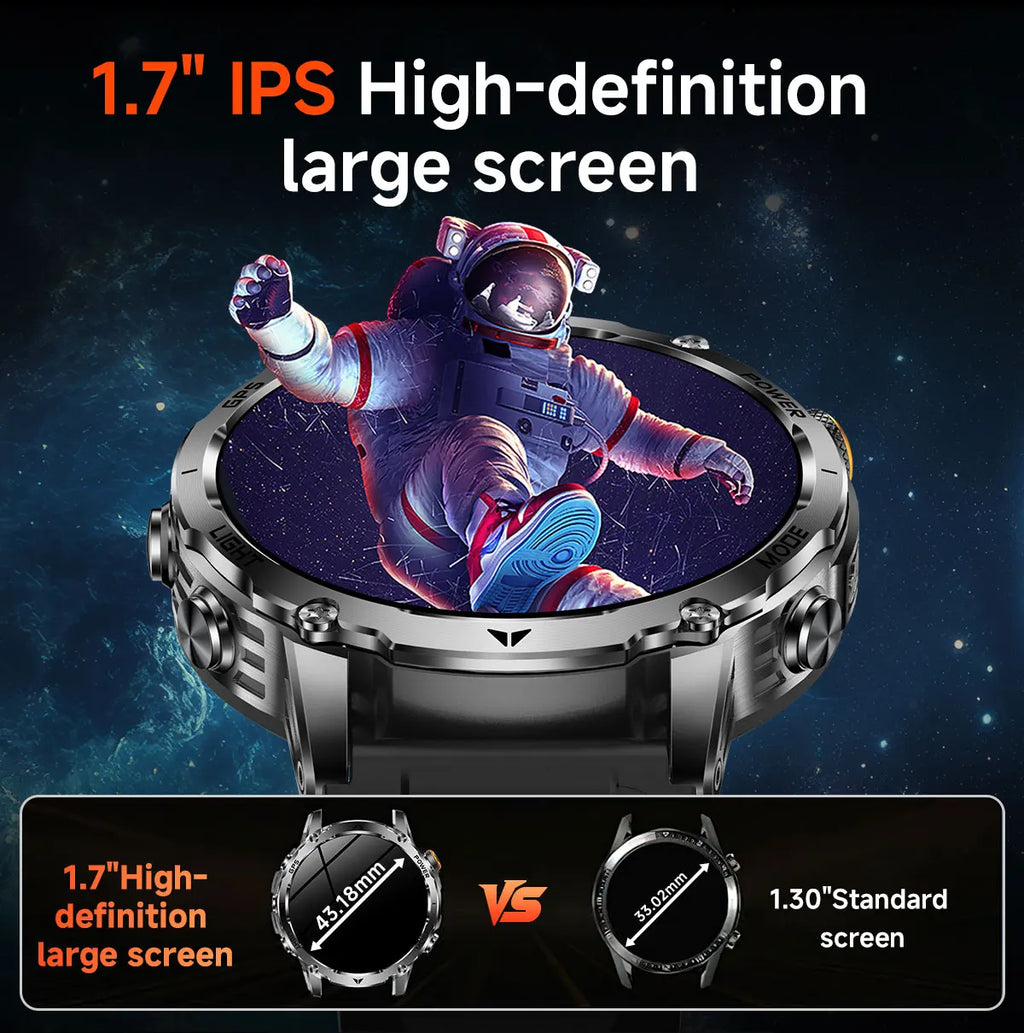 GPS Outdoor Military Smart Watch Men 1100mAh Large Battery Flashlight+SOS COMPASS Bluetooth Call 10ATM Waterproof Sports Watches