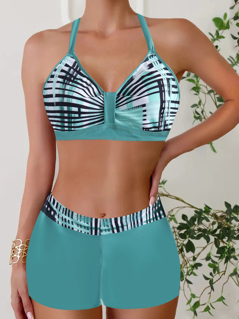 2025 High Waist Bikinis Women Sports Swimwear Print Bathing Suit Female Padded Beach Wear Bathers Swimming Swimsuit Summer