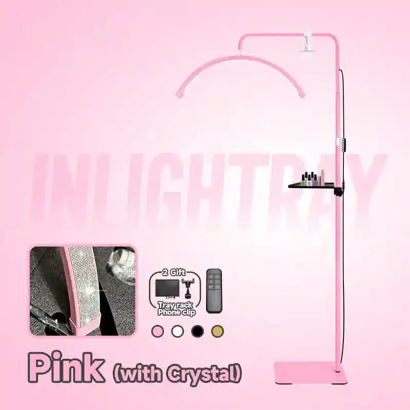 LED Eyelash Extension Light - Adjustable Half Moon Beauty Lamp Pink Crystal China Mainland Tidesmit