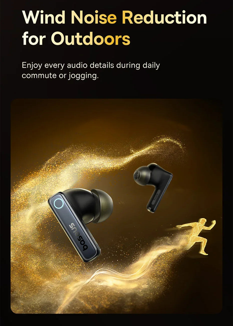 Baseus Bowie 30 Wireless Earphones 50dB Noise Reduction 65Hrs Long Playtime Bluetooth 5.3 Earbuds 6 Mics AI Call Clear Big Bass Tidesmit