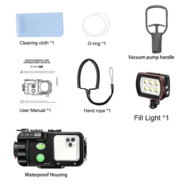 Universal Waterproof Phone Case - 40M Professional Diving Housing Case add light Tidesmit