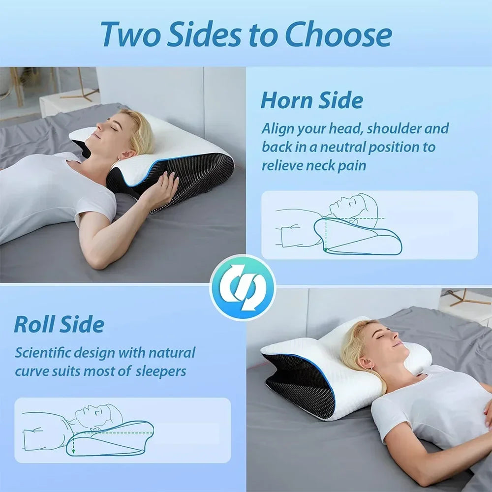 Butterfly Memory Foam Neck Pillow – Ergonomic Orthopedic Cervical Support Back Massage Instrument Tidesmit