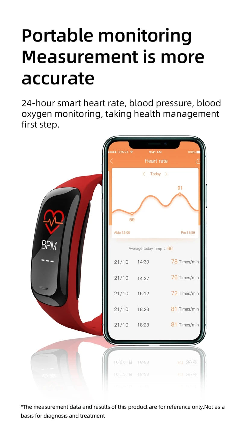 Smart Watch C1 Plus Bluetooth Step Counting Sports Bracelet Fitness Tracker Heart Rate Blood Pressure Sleep Men Women Gift