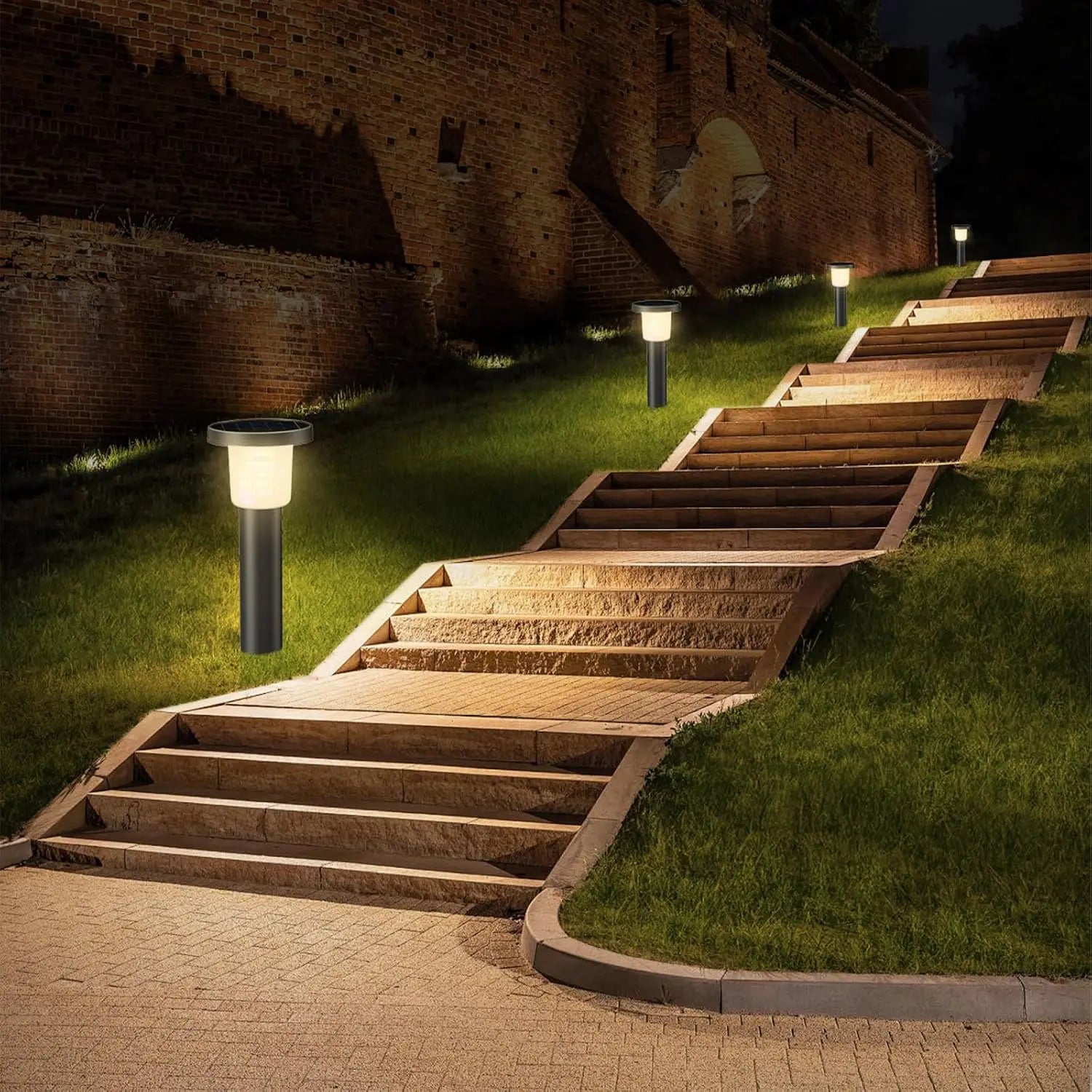 Intelamp 3800mah 500LM 2 Pack Solar Pathway Lights Lawn Lights Outdoor Auto On/Off Landscape Light For Yard Garden Driveway Patio Walkway