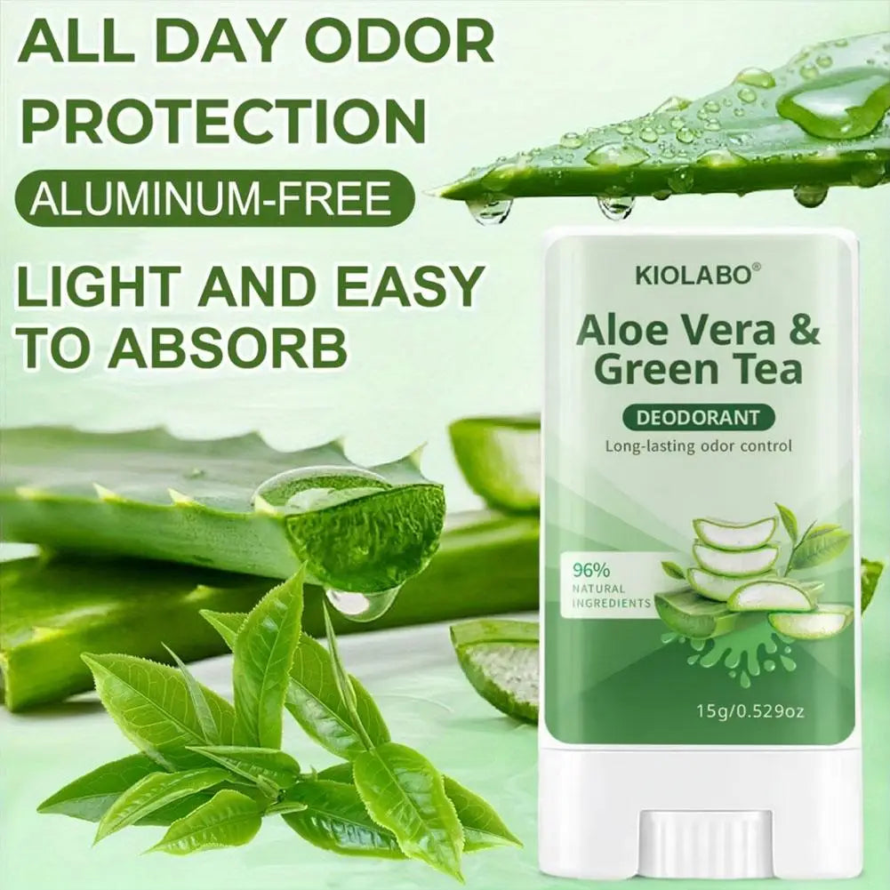 Tidesmit Aloe Vera & Green Tea deodorant stick for sweat odor reduction and travel-friendly daily hygiene.