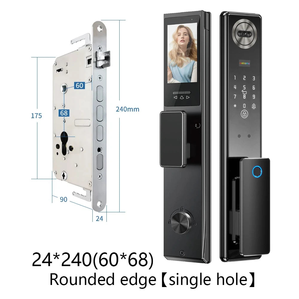 SANKESONG 3D Face Recognition Smart Door Lock,Palm Vein Recognition Video Smart Lock with Camera,Build-in WiFi,APP Control