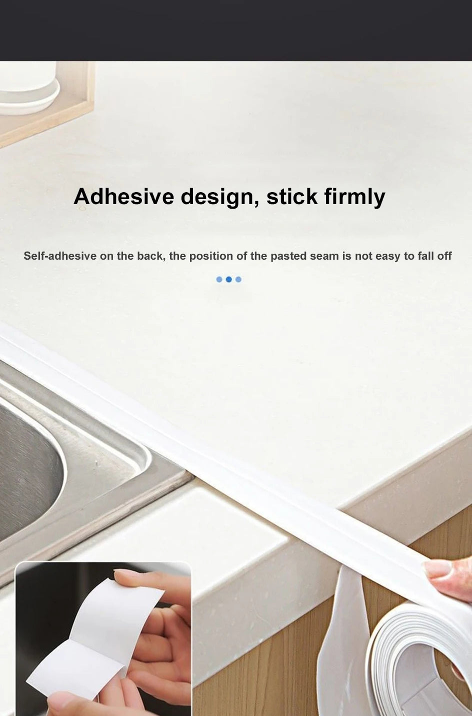 Bathroom Sealing Tape Self-adhesive Oil-Proof Kitchen Sink Caulk Seal Strip PVC Waterproof Shower Wall Sticker for Toilet Corner