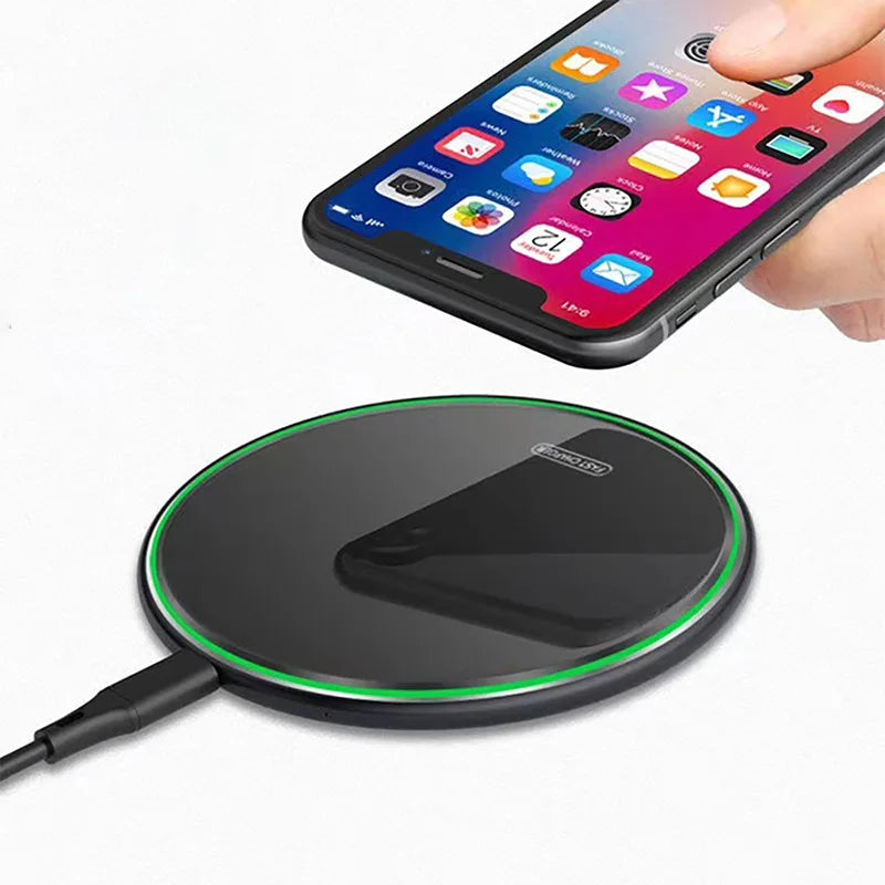15W Qi Certified Wireless Charger Pad for iPhone and Samsung - Black Tidesmit