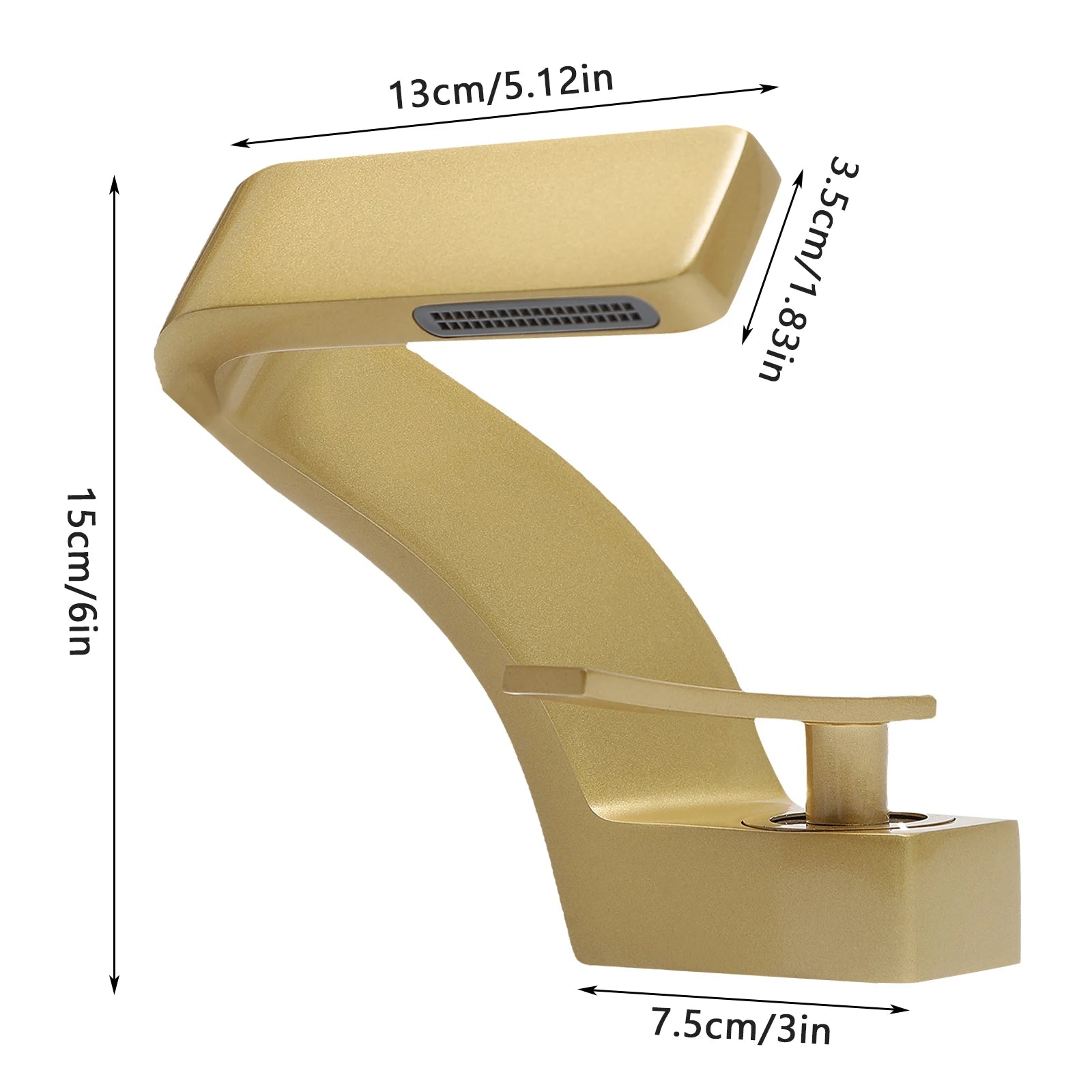 Gold Bathroom Waterfall Mixer Tap Modern Washbasin Faucet Copper Basin Tap Elegant Lift Off Type