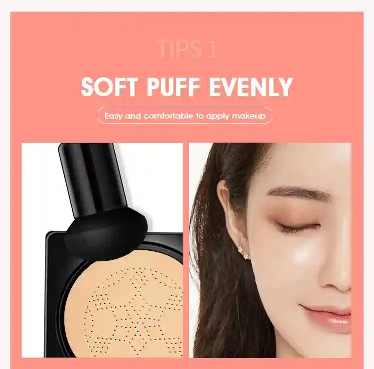 Tidesmit mushroom air cushion BB cream for moisturizing coverage and natural face makeup finish detail view