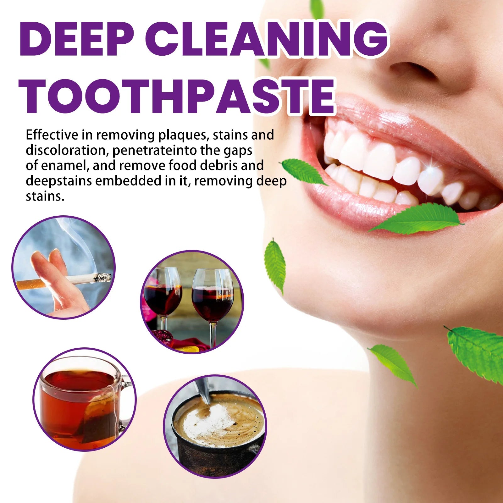 Tidesmit purple teeth whitening toothpaste for stain removal and color correcting yellowing enamel
