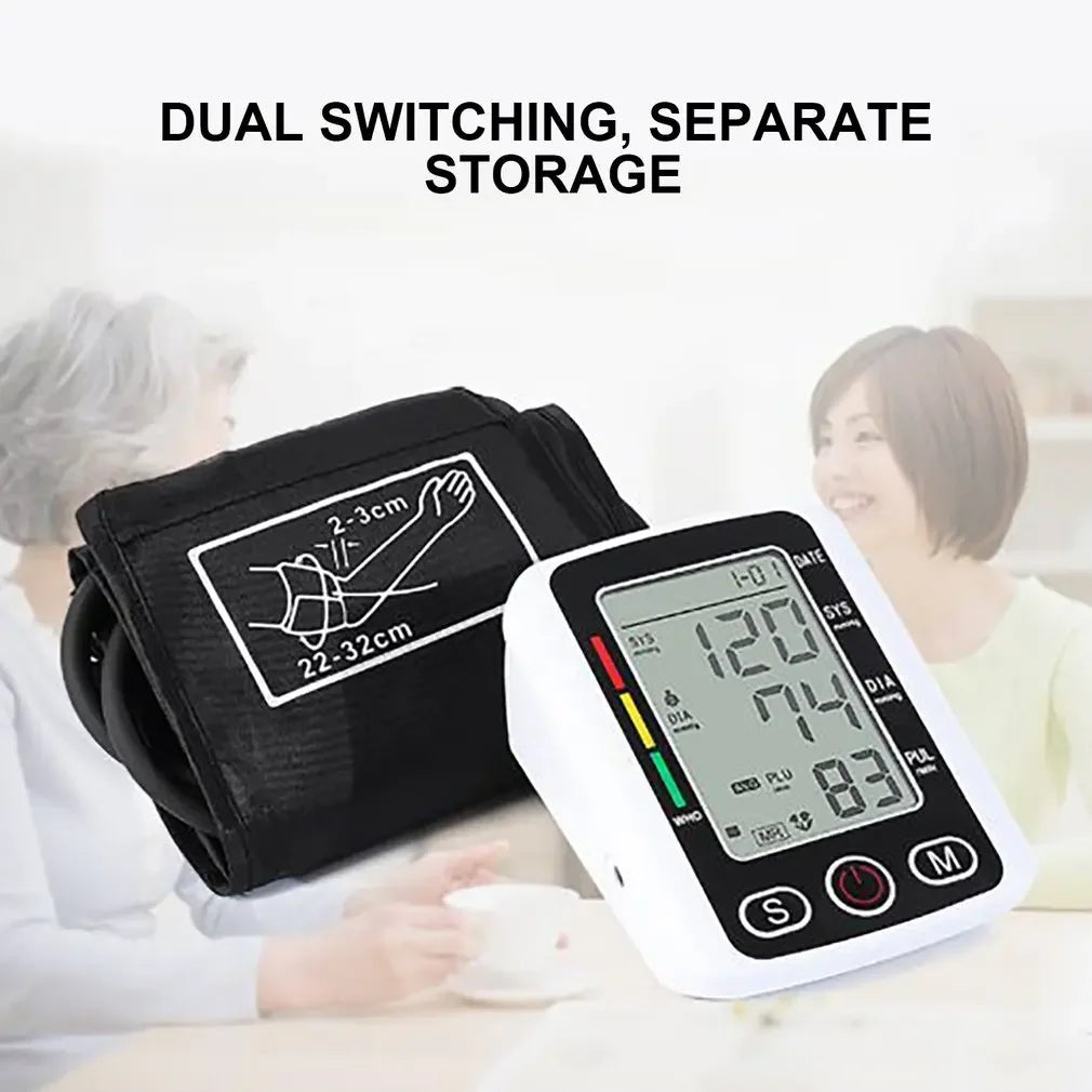 Blood Pressure Monitor Heart rate Meter Large Cuff Sphygmomanometer Health Care Portable Tonometer Digital LCD arm tensiometers