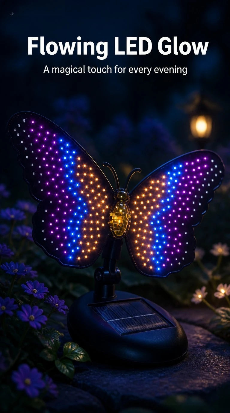 Outdoor Solar Butterfly Lamp 210 LEDs Hanging Wall Fence Art Decoration Solar Landscape Light for Garden Yard Patio Porch