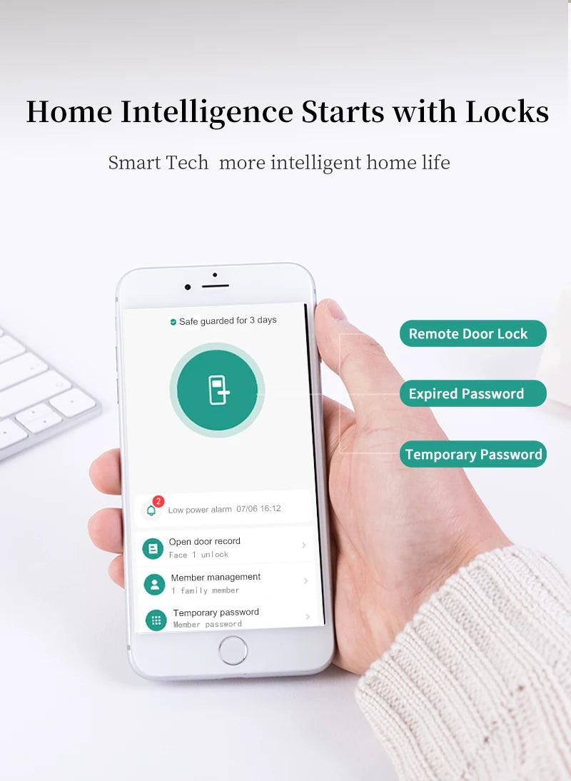 Cardoria Fully Automatic AI Dual Screen Camera Dual Electric Palm Vein Door Entry Intelligent Fingerprint Facial Lock Smart Lock