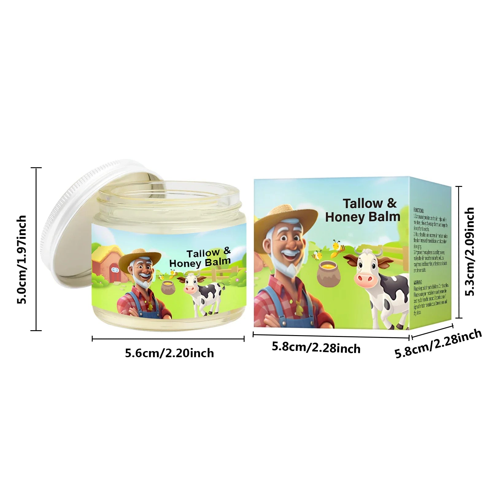 Tallow & Honey Balm 60g, Face and Body Moisturizer, Natural Skin Nourishing Cream to Improve Texture for Soft Firm Skin