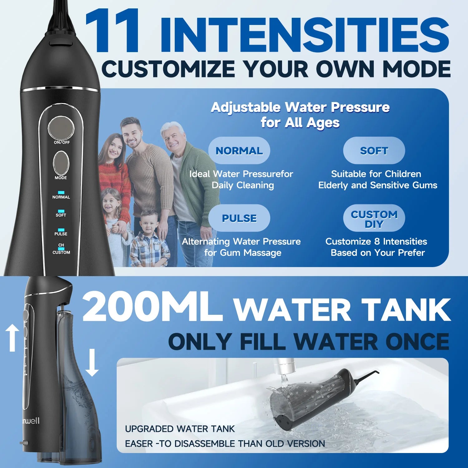Electric Water Flosser and Electric Toothbrush Set Whitens Teeth  Protects Gum Health With 4 Brush Heads and 4 Flosser Nozzles