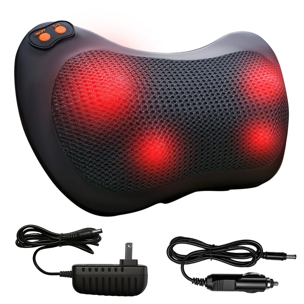 Electric Neck and Back Massager with Heat Therapy - Deep Tissue Relief Massage Cushion Black US Plug Tidesmit