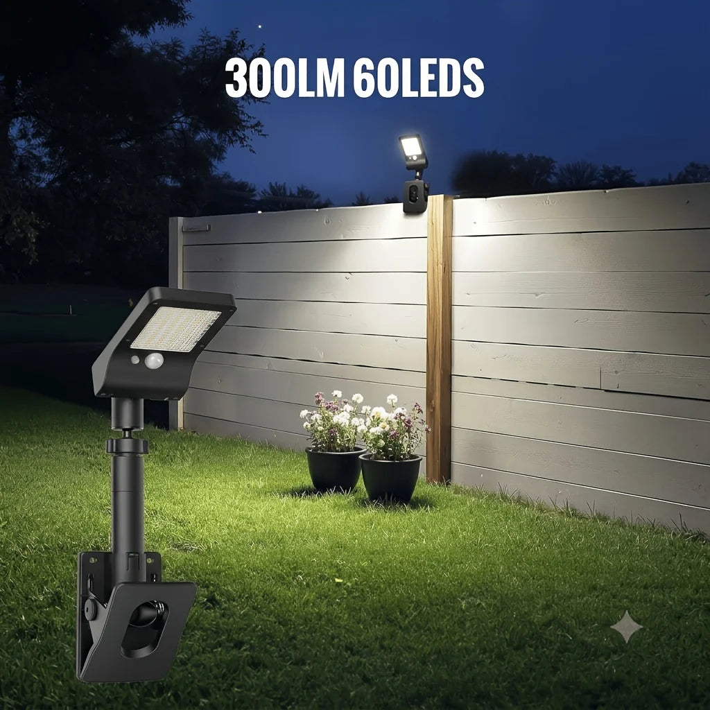 2 Clip-on Solar Wall Lights, Adjustable Waterproof Fence Lights with Motion Sensors; Compact And Portable Outdoor Path Lights Suitable for A Variety Of Scenarios, Including Homes, Garages, Porches, Mailboxes, Camping, Emergen