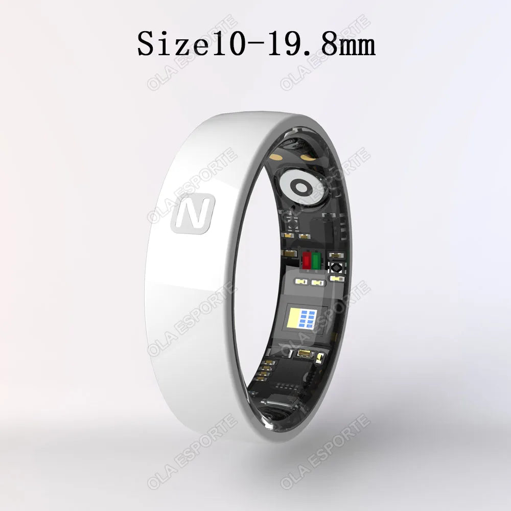 Smart Health Ring - Waterproof Fitness Tracker with Biometric Sensor White 10 Tidesmit