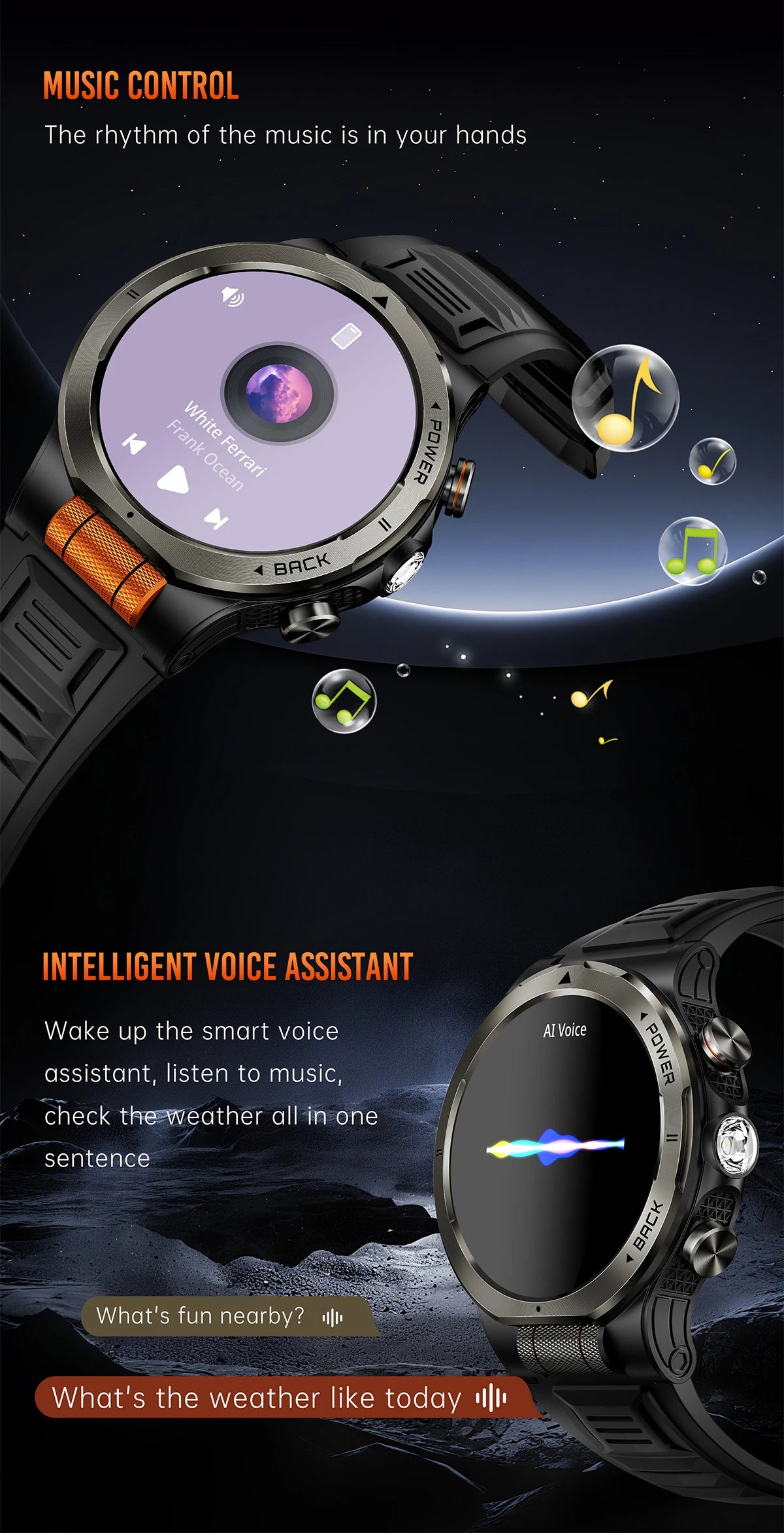 LIGE New 1100mAh Super Capacity Battery Adult Smart Watch 1.43" AMOLED Screen Call 3ATM Waterproof Outdoor Sports Men Smartwatch