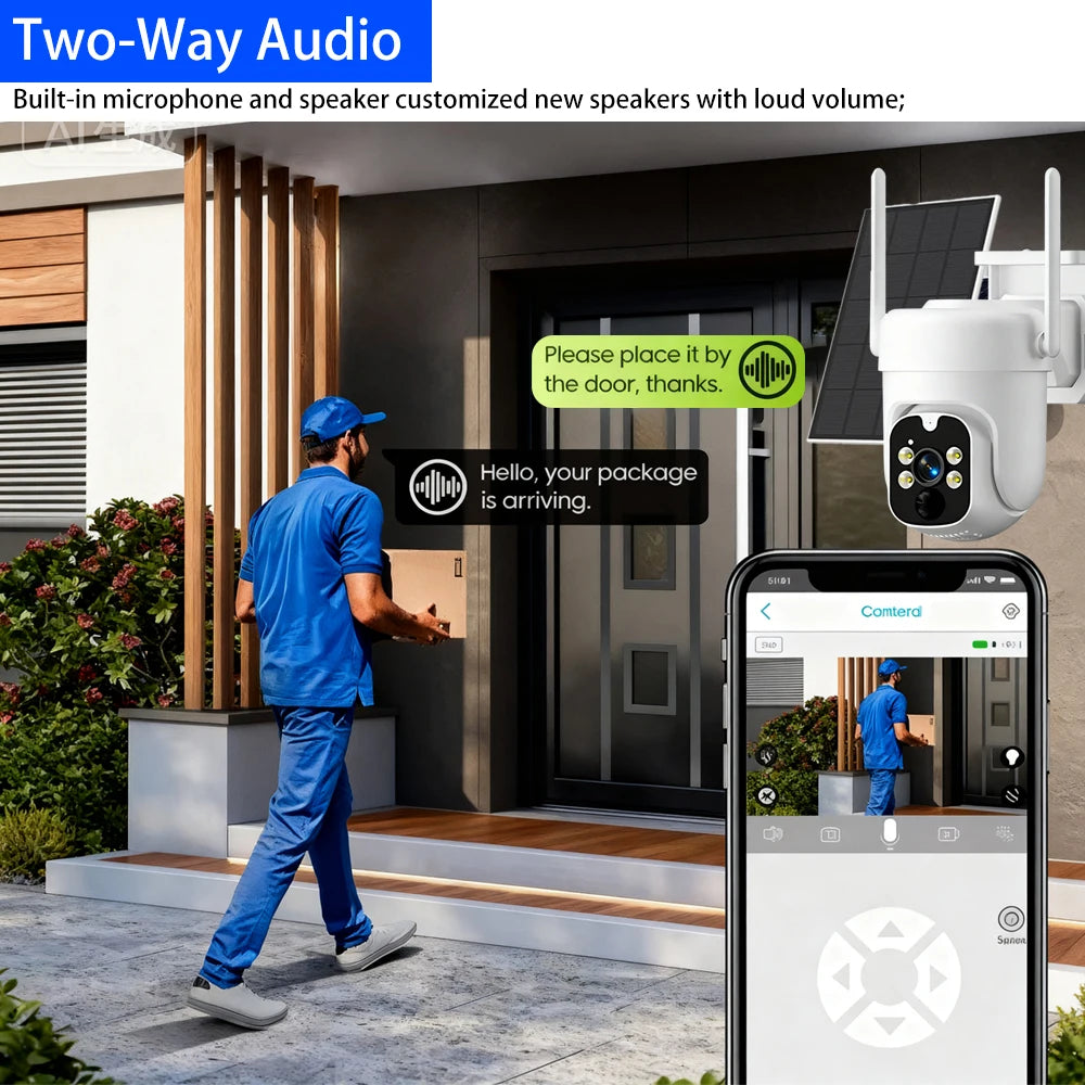 5MP EseeCloud Wireless Solar Outdoor Wireless PTZ Camera Built-in Battery 365 Days Standby Surveillance Camera With Solar Panel